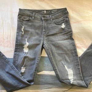7 For all Mankind ankle skinny light grey